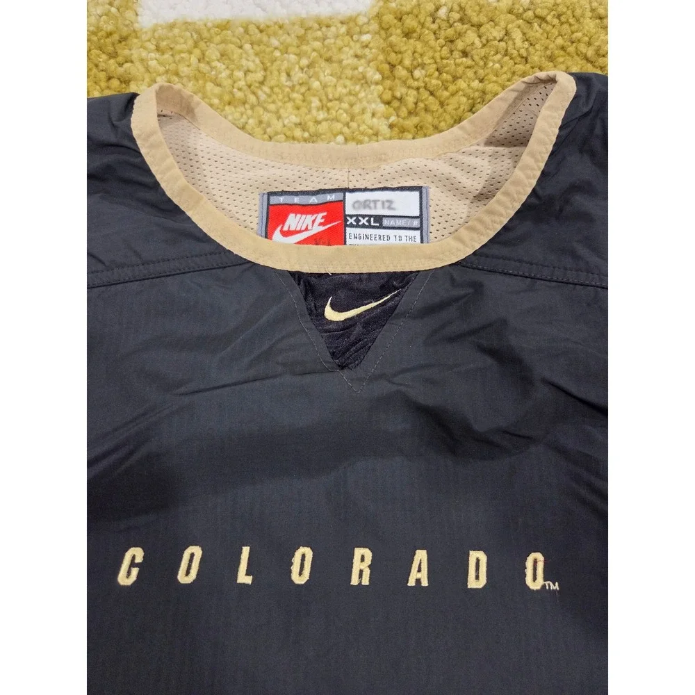 Vintage Nike Team Colorado Buffaloes Windbreaker Pullover Black Gold XXL USA